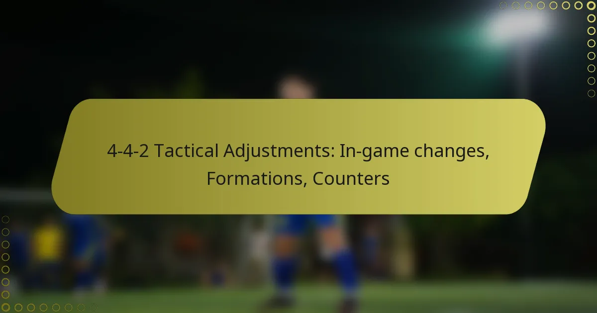 4-4-2 Tactical Adjustments: In-game changes, Formations, Counters